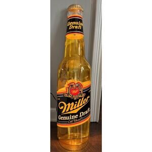 30” Vintage 1980s Miller High Life Genuine Draft 3D Lighted Beer Bottle Sign